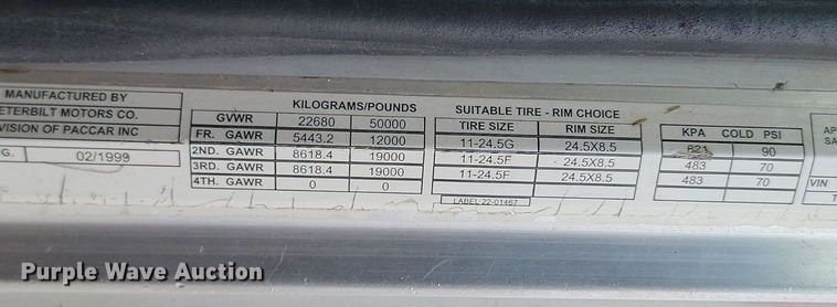 image for item NZ9937 1999 Peterbilt 377 semi truck