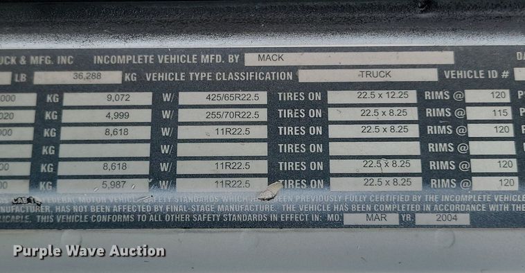 image for item NZ9950 2004 Mack CV513 ready mix truck