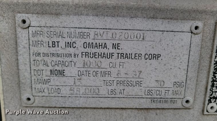 image for item NZ9954 1997 Fruehauf HAB-HE2-J1000X3 pneumatic dry bulk trailer