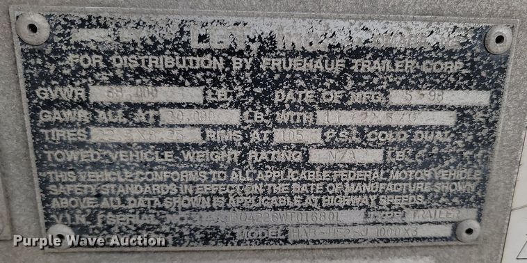 image for item NZ9955 1998 Fruenhauf  pneumatic dry bulk trailer