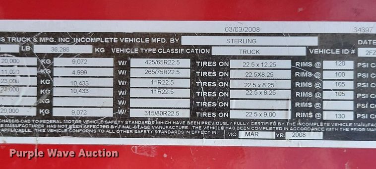 image for item NZ9980 2007 Sterling  LT9511 ready mix truck