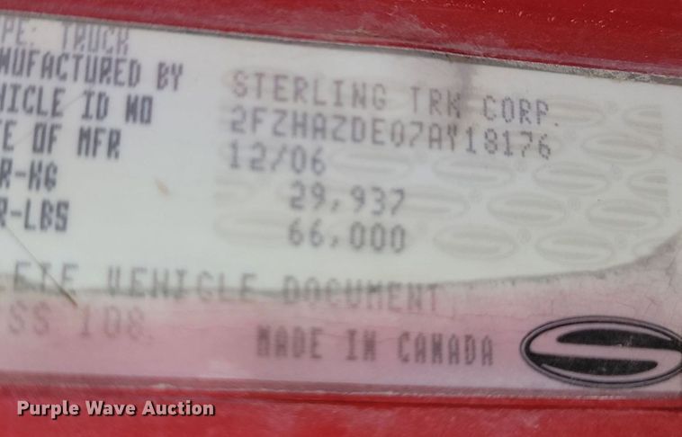 image for item NZ9980 2007 Sterling  LT9511 ready mix truck