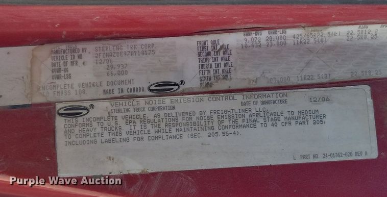 image for item NZ9981 2007 Sterling  LT9511 ready mix truck