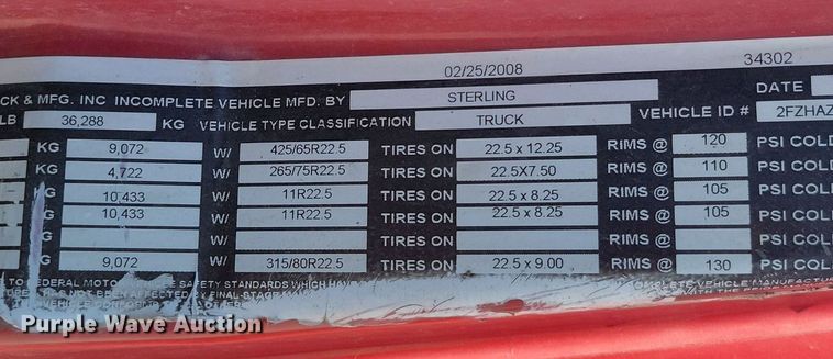 image for item NZ9981 2007 Sterling  LT9511 ready mix truck