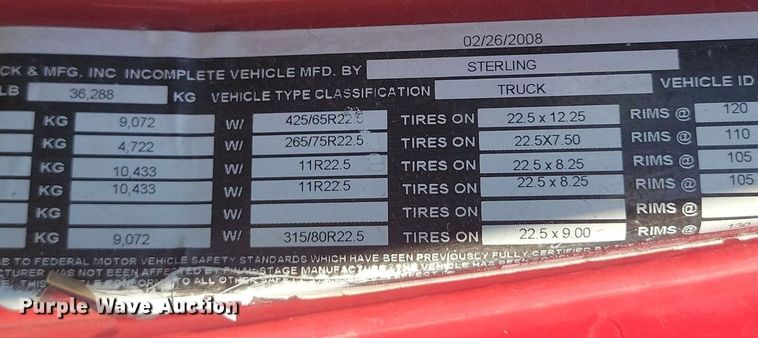 image for item NZ9983 2007 Sterling  LT9511 ready mix truck