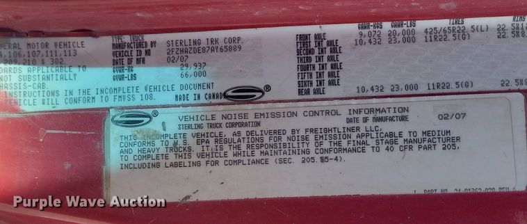 image for item NZ9983 2007 Sterling  LT9511 ready mix truck