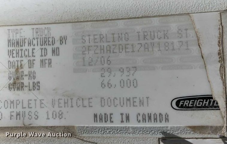 image for item NZ9984 2007 Sterling  LT9511 ready mix truck