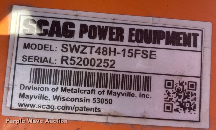 image for item OG9999 Scag SWZTH48H-15FSE lawn mower