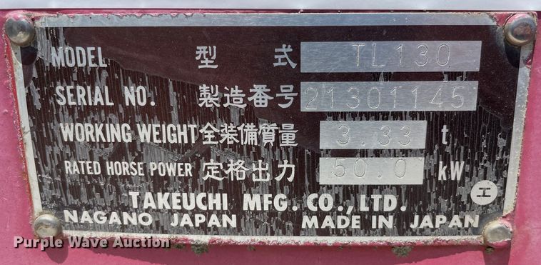 image for item OH9001 2003 Takeuchi TL-130 tracked skid steer loader