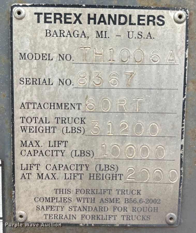 image for item OI9210 2006 Terex TH1056C telehandler