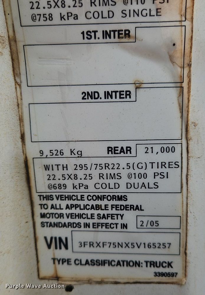 image for item OK9884 2005 Ford F750 oil distributor truck