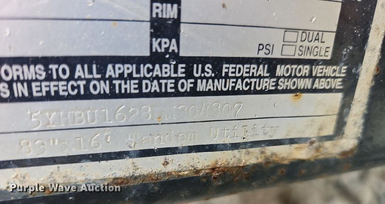 image for item OK9945 2013 Best Built utility trailer