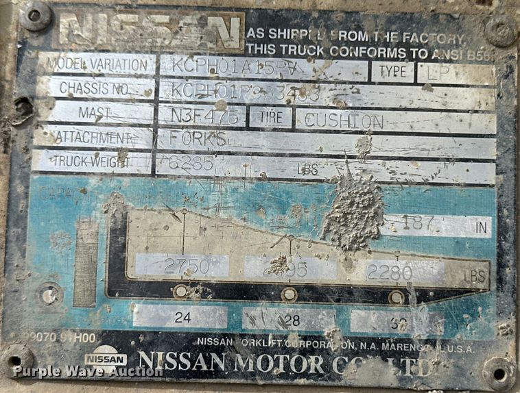 image for item OL9511 Nissan KCPH01A15PV forklift