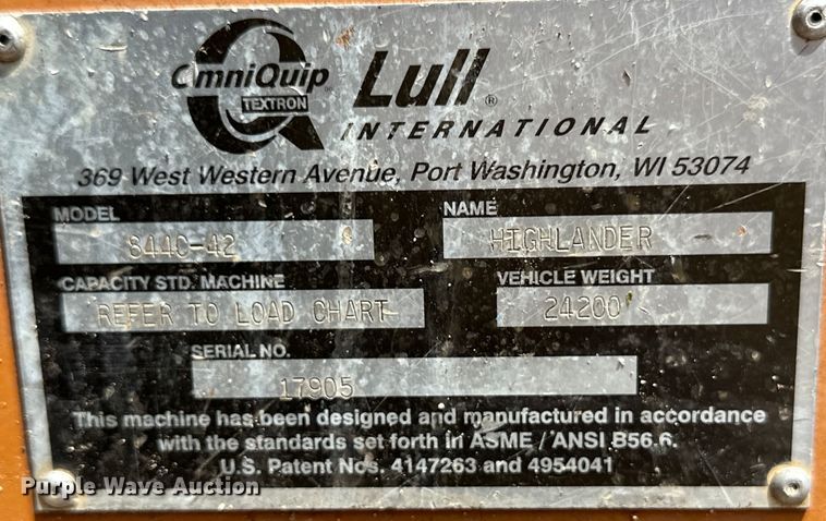 image for item OL9553 2002 Lull 844C-42 telehandler