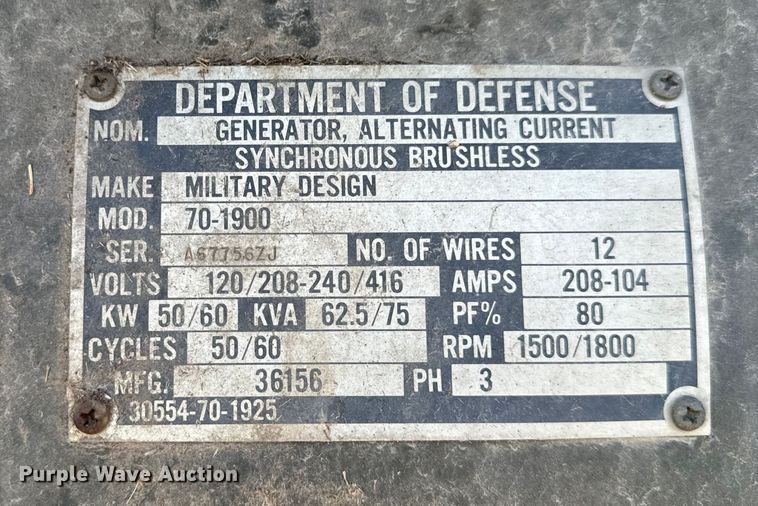 image for item DL4422 1978 Fermont Division  MEP 006A generator