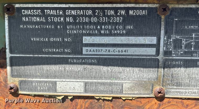 image for item DL4422 1978 Fermont Division  MEP 006A generator
