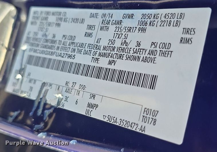 image for item DM1677 2015 Ford Escape SE SUV