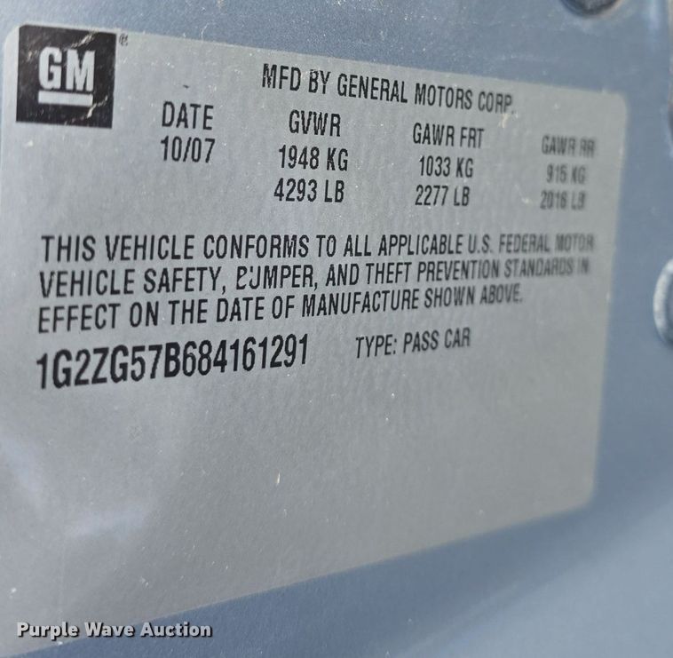 image for item DM1683 2008 Pontiac  G6 