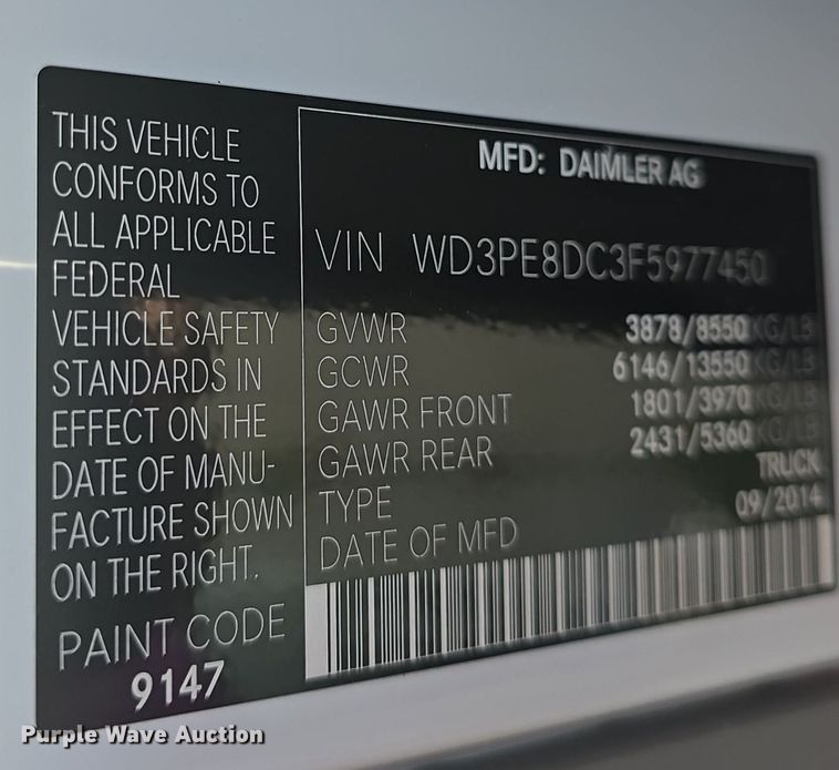 image for item DM1684 2015 Mercedes Benz 2500 Sprinter van