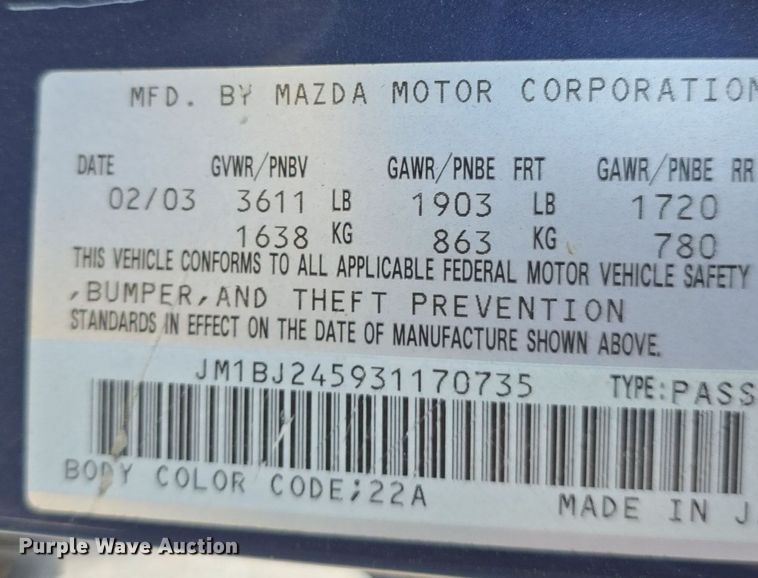 image for item DM1686 2003 Mazda Protege 5 