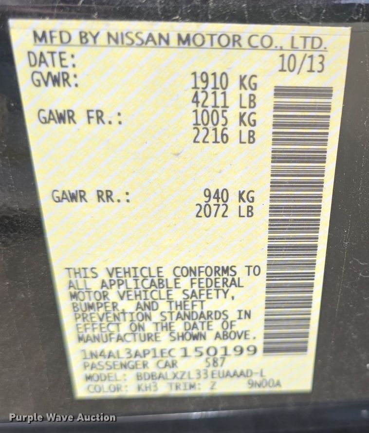 image for item DM1693 2014 Nissan Altima SL 