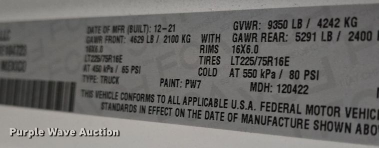 image for item DM1728 2022 Dodge Ram 3500 ProMaster van