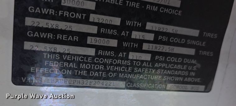 image for item DM1741 2002 Blue Bird  All American school bus