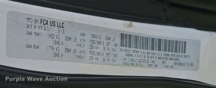 image for item DP6443 2016 Dodge Durango Police SUV