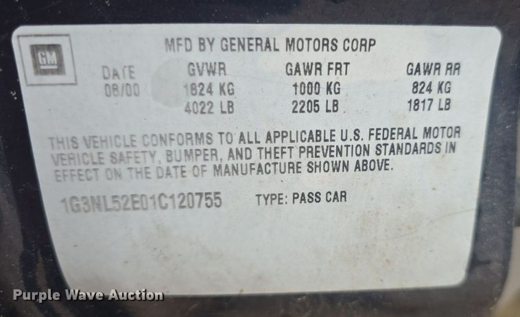 image for item DQ4375 2001 Oldsmobile Alero 