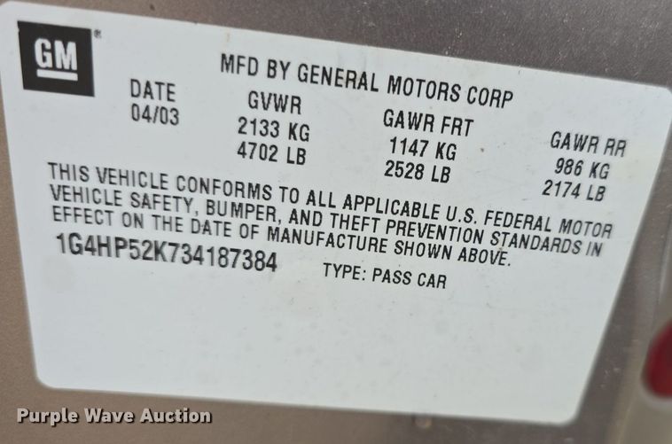 image for item DQ4377 2003 Buick Lesabre 