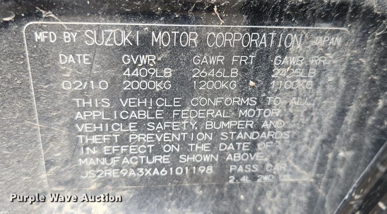 image for item DQ4378 2010 Suzuki Kizashi 