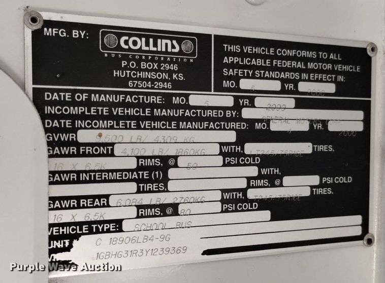 image for item DQ6122 2000 Chevrolet  school bus