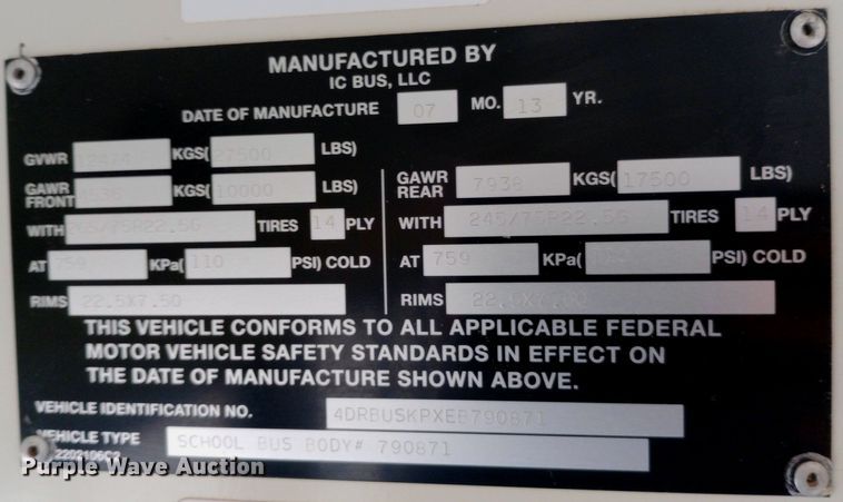 image for item DQ7122 2014 IC CE S school bus