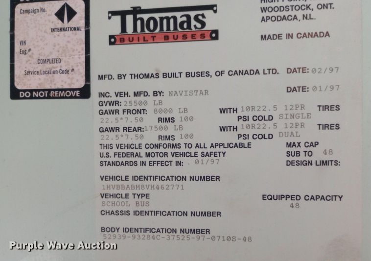 image for item DQ7123 1997 International 3800 school bus