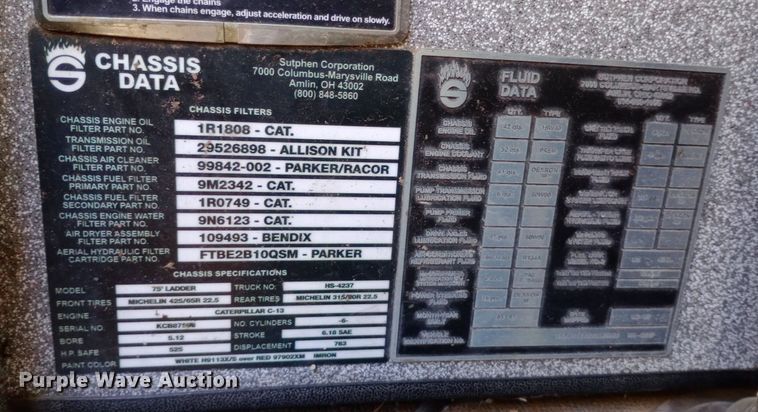 image for item DQ7158 2007 Sutphen 75' Ladder Quint fire truck