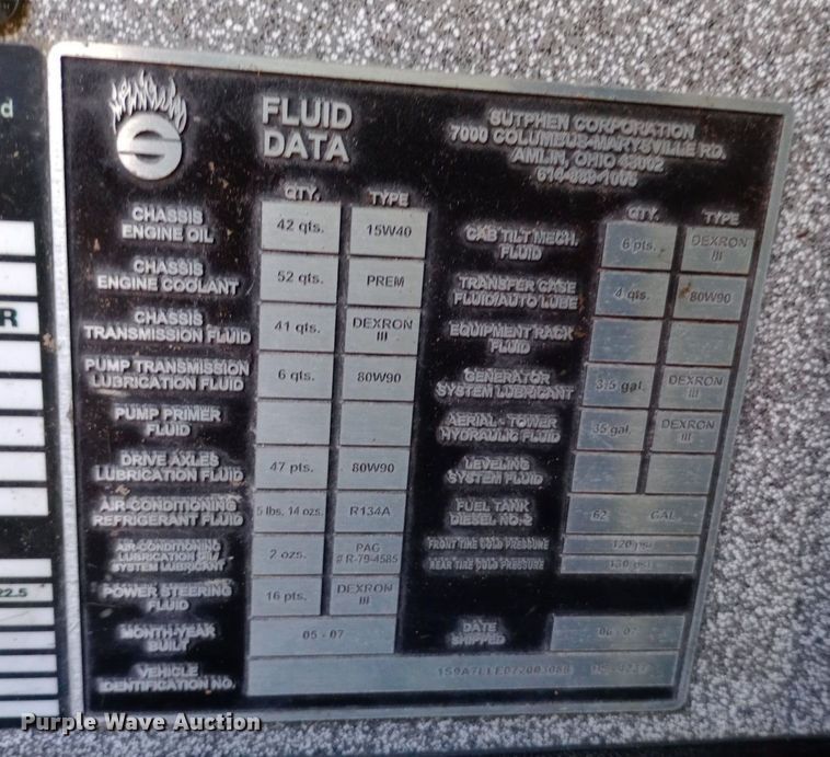 image for item DQ7158 2007 Sutphen 75' Ladder Quint fire truck