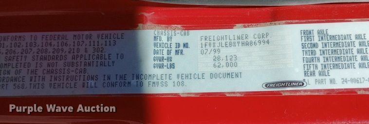 image for item DQ7159 2000 Freightliner  FL80 fire truck