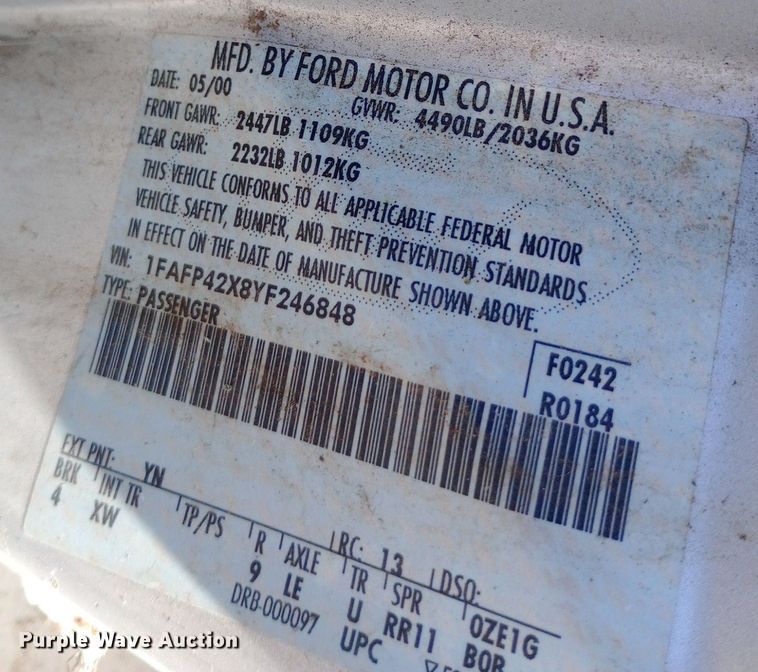 image for item DQ7168 2000 Ford Mustang GT 