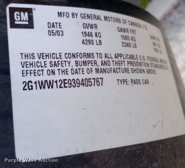 image for item DQ7169 2003 Chevrolet Monte Carlo 