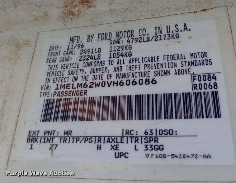 image for item DQ7170 1997 Mercury Cougar XR7 