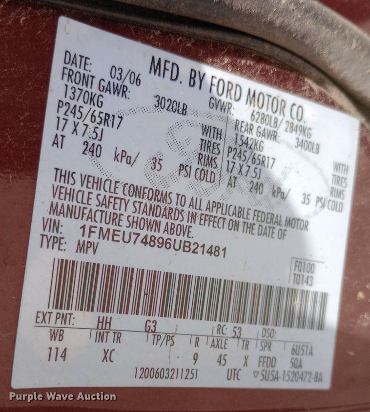 image for item DQ7172 2006 Ford Explorer Eddie Bauer SUV