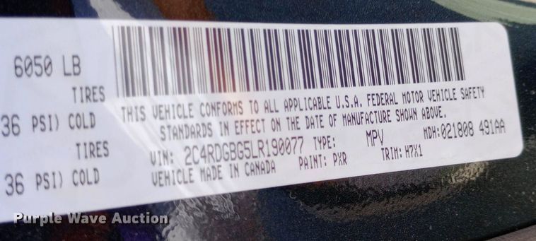 image for item DQ7173 2020 Dodge Grand Caravan van