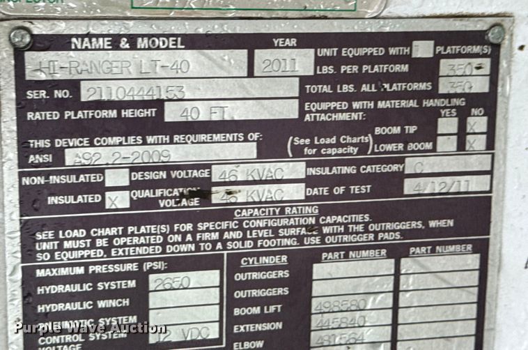 image for item DX0673 2011 Terex  Hi-Ranger LT-40 bucket lift