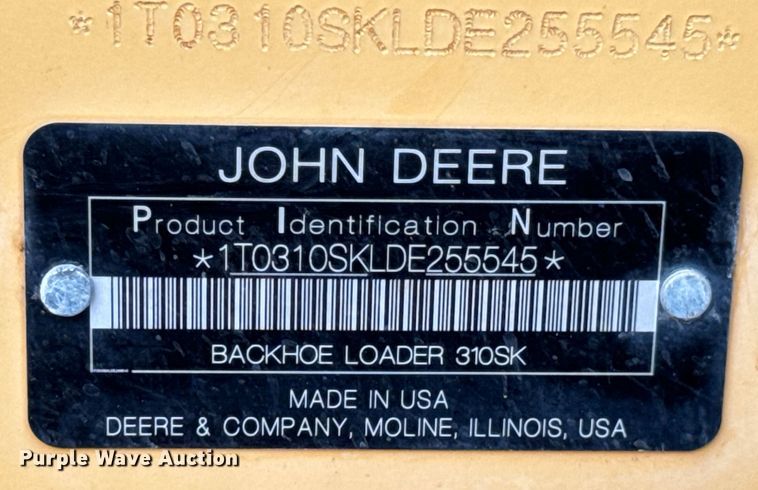 image for item DX0674 2014 John Deere 310SK backhoe