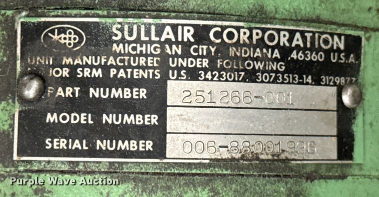 image for item DX0732 Sullair  10-25 air compressor