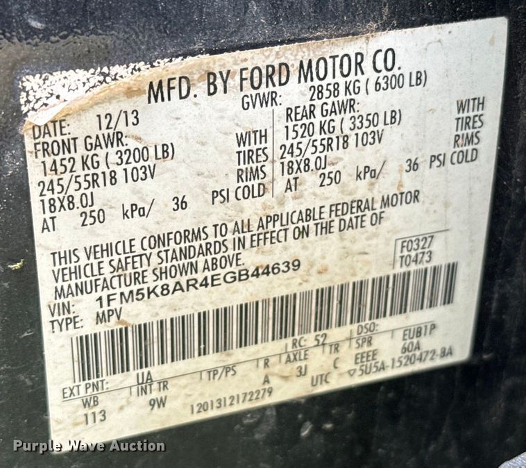 image for item EH3982 2014 Ford Explorer Police Interceptor SUV