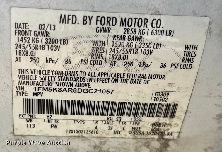 image for item EH6901 2013 Ford Explorer Police Interceptor  SUV