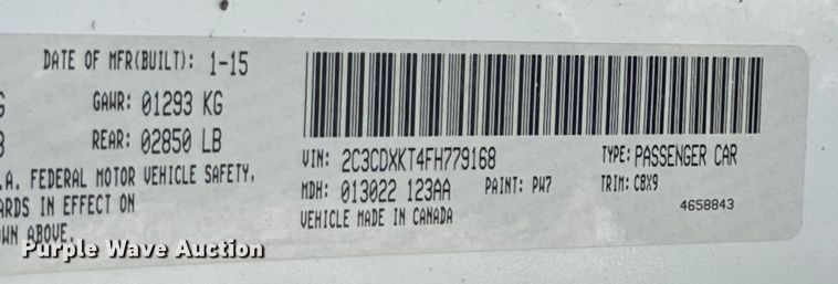 image for item EH6918 2015 Dodge  Charger Police 