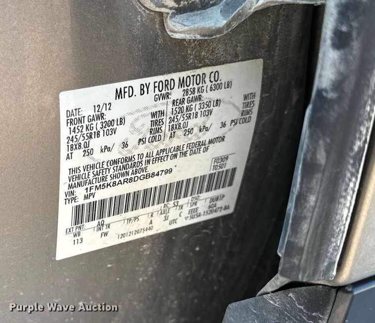 image for item EH6920 2013 Ford Explorer Police Interceptor  SUV