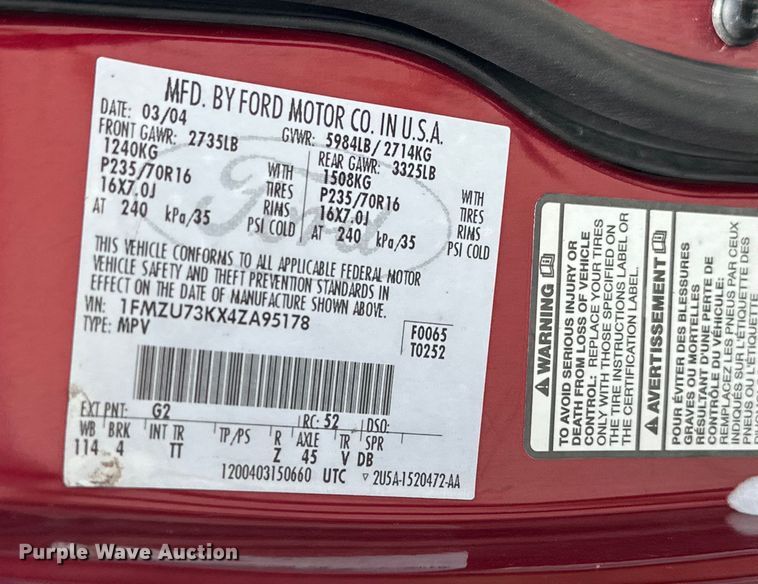 image for item EJ4361 2004 Ford Explorer SUV